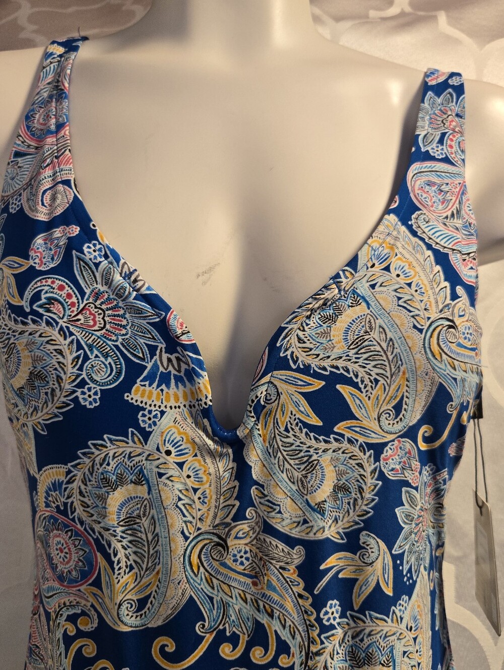 Nip Tuck Swim Blue Paisley One Piece Swimsuit US 6/8 NWT - Picture 3 of 6